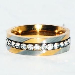 🆕 Stainless Steele | 2 Tone Band | With CZ Diamonds | Size 9